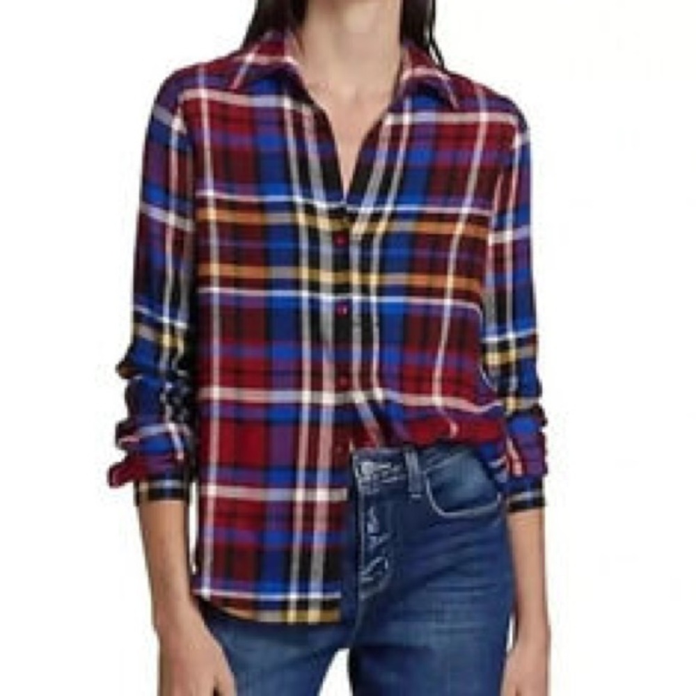 L'AGENCE Multicolor Plaid Button Down Shirt